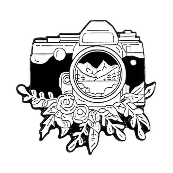 6/$30 Camera Photographing Nature Enamel Pin - Picture 1 of 2
